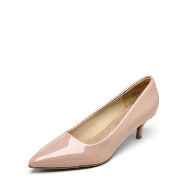 Kitten Heel Pointed Toe Pumps - NUDE PAT -  0